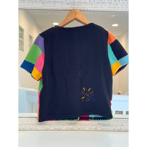 Michael Simon VTG Y2K Cardigan Colorblock Sweater 4th July Patriotic Small - Picture 6 of 6